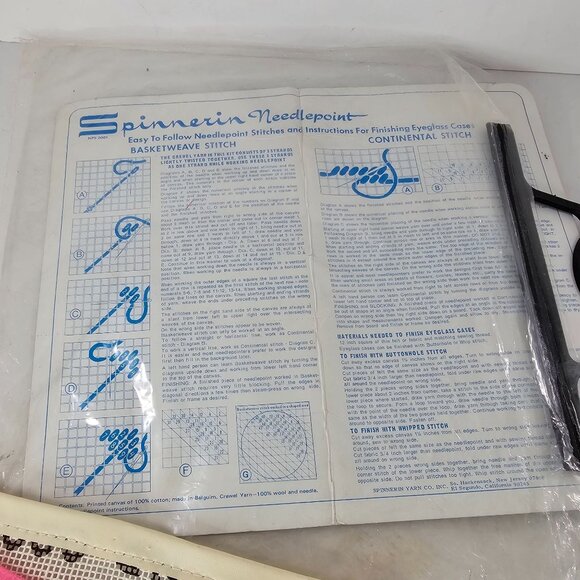 Vintage Spinnerin Needlepoint Eyeglass Case Kit Completed Ready To Put Together - Picture 5 of 8